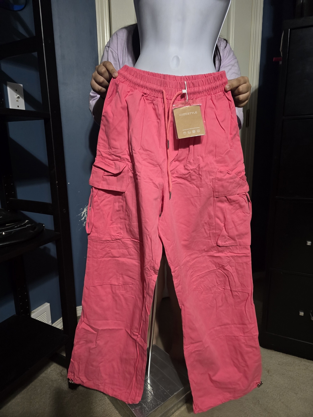Hot Pink Cargo Drawstring Pants